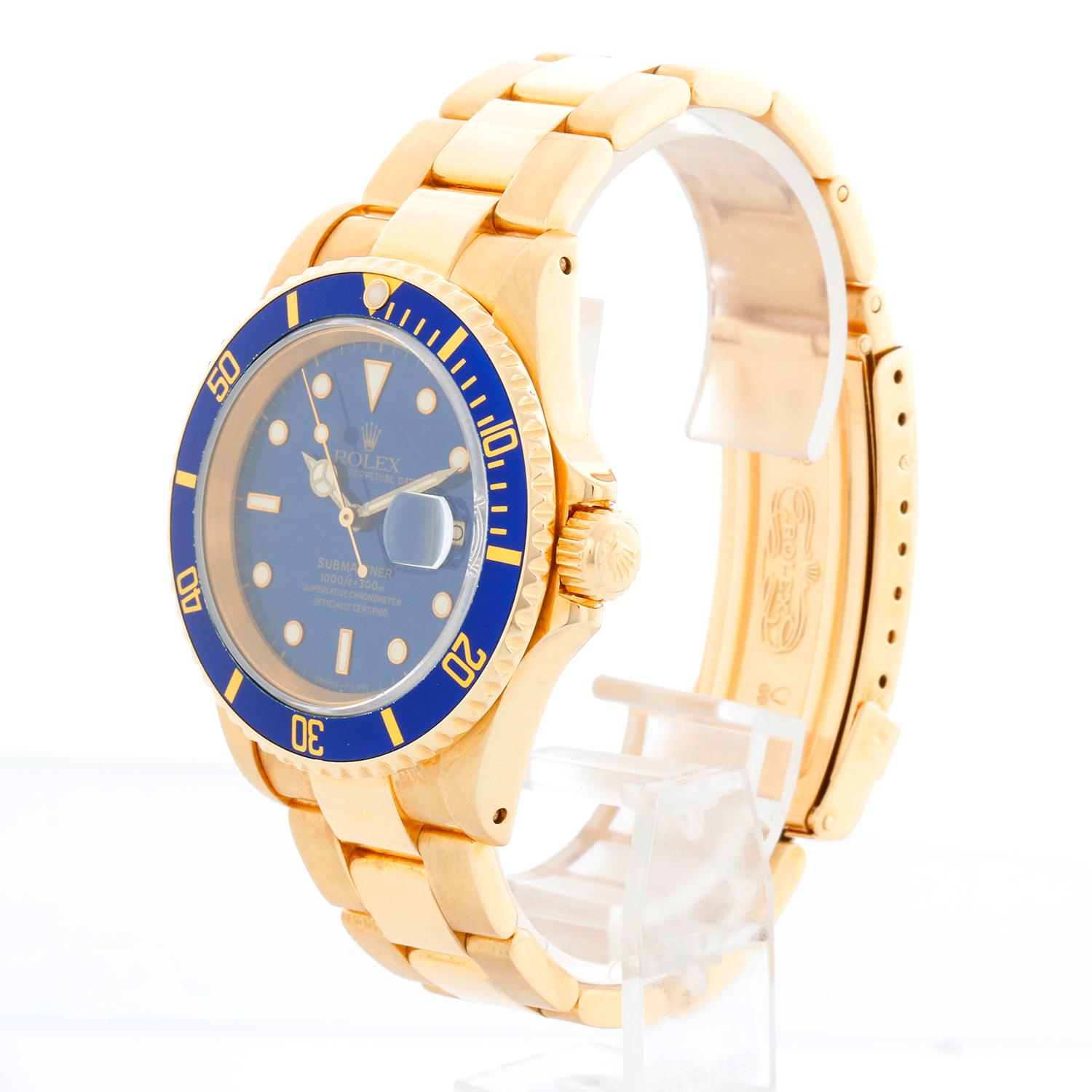 Rolex Submariner Orologio da uomo in oro 18k 16618 Quadrante blu In condizioni ottime in vendita a Dallas, TX