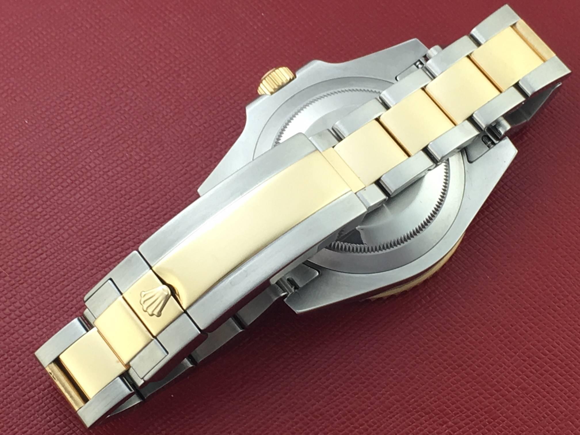 Men's Rolex Yellow Gold Stainless Steel Submariner Ceramic Bezel Automatic Wristwatch 