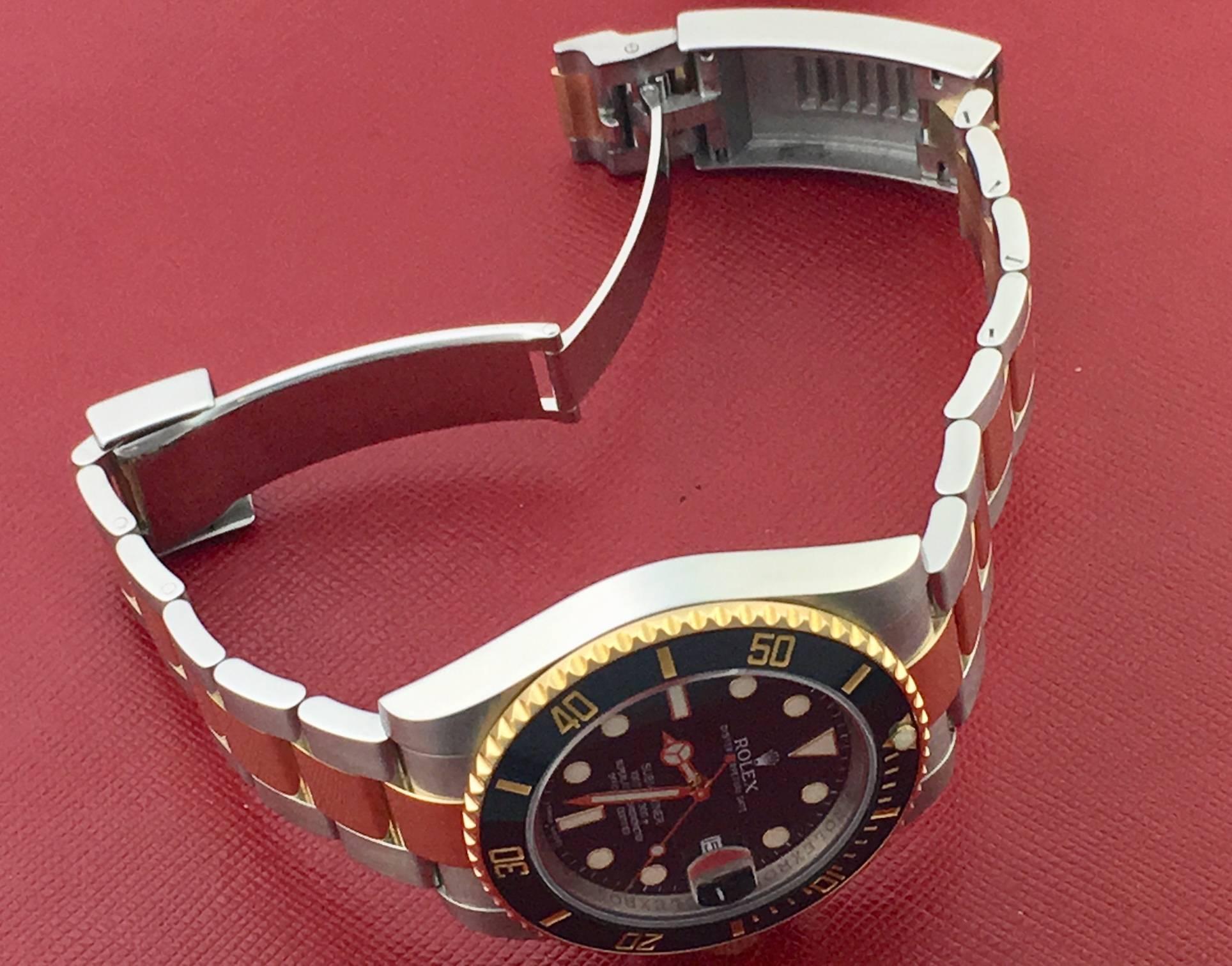 Rolex Yellow Gold Stainless Steel Submariner Ceramic Bezel Automatic Wristwatch  1