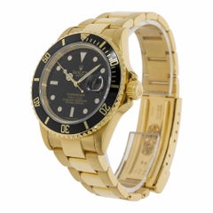 Rolex Submariner 18 Karat Yellow Gold Black Dial Watch 16618