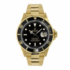 Rolex Submariner 18 Karat Yellow Gold Black Dial Watch 16618