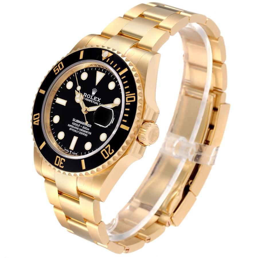 Men's Rolex Submariner 18k Yellow Gold Black Dial Bezel Mens Watch 126618 Unworn