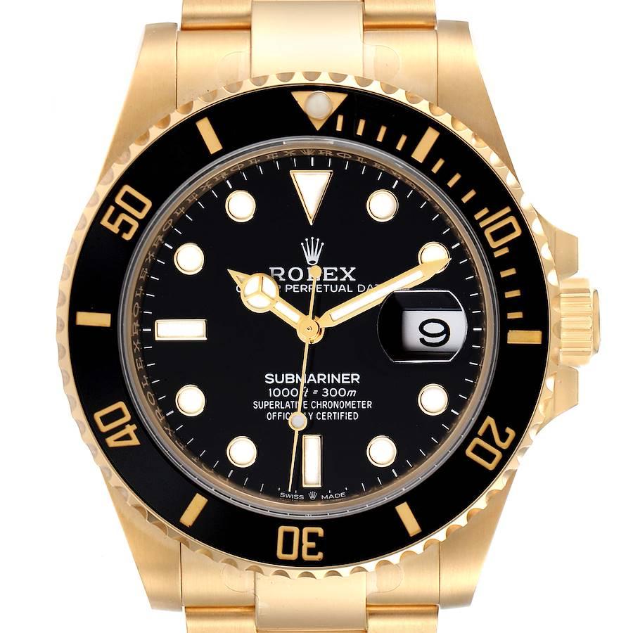 Rolex Submariner 18k Yellow Gold Black Dial Bezel Mens Watch 126618 Unworn