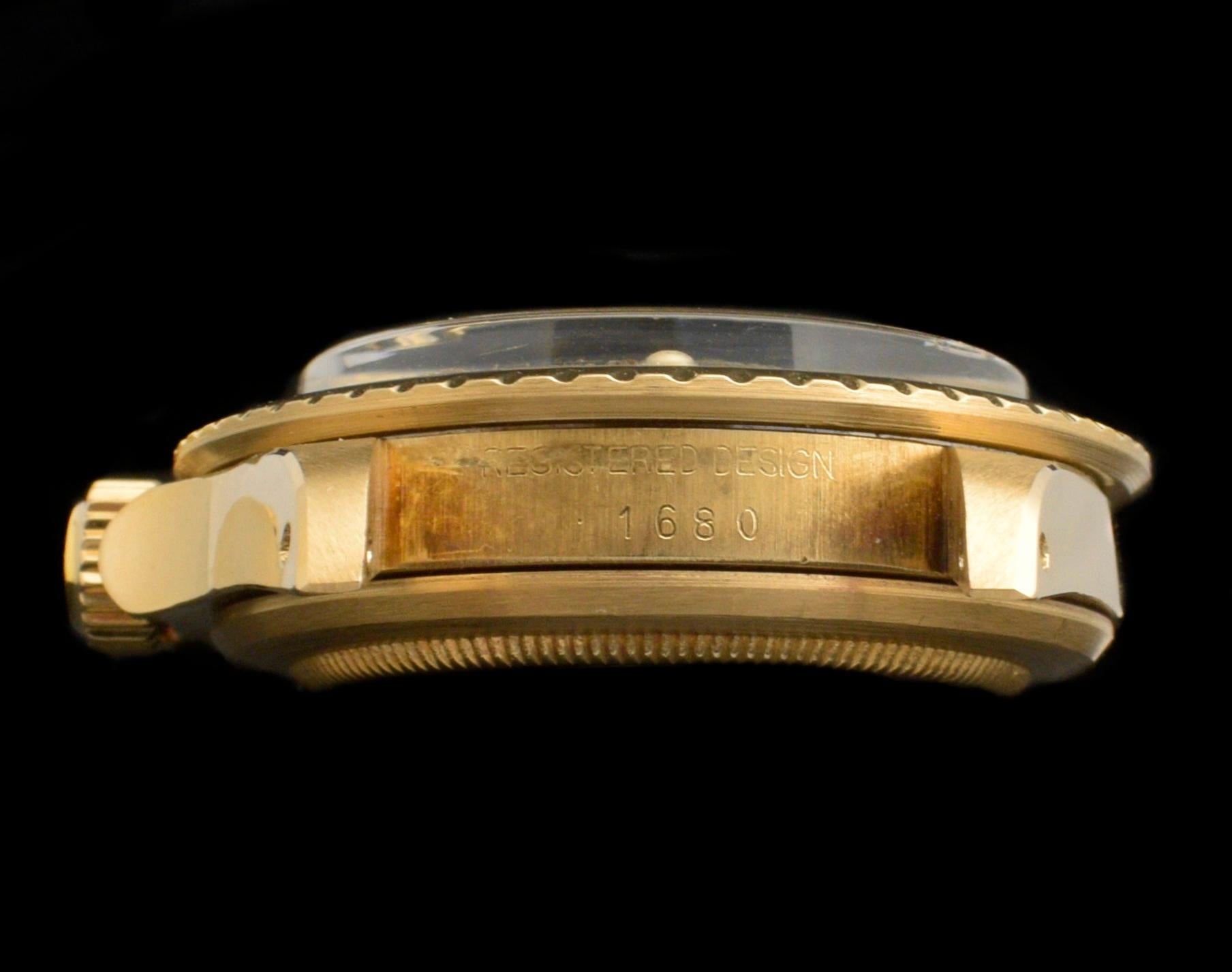 Rolex Submariner 18K Gelbgold Schwarzes Nipple-Zifferblatt 1680 Automatikuhr, 1978 2