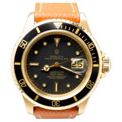 Rolex Submariner 18K Yellow Gold Black Nipple Dial 1680 Automatic Watch, 1978