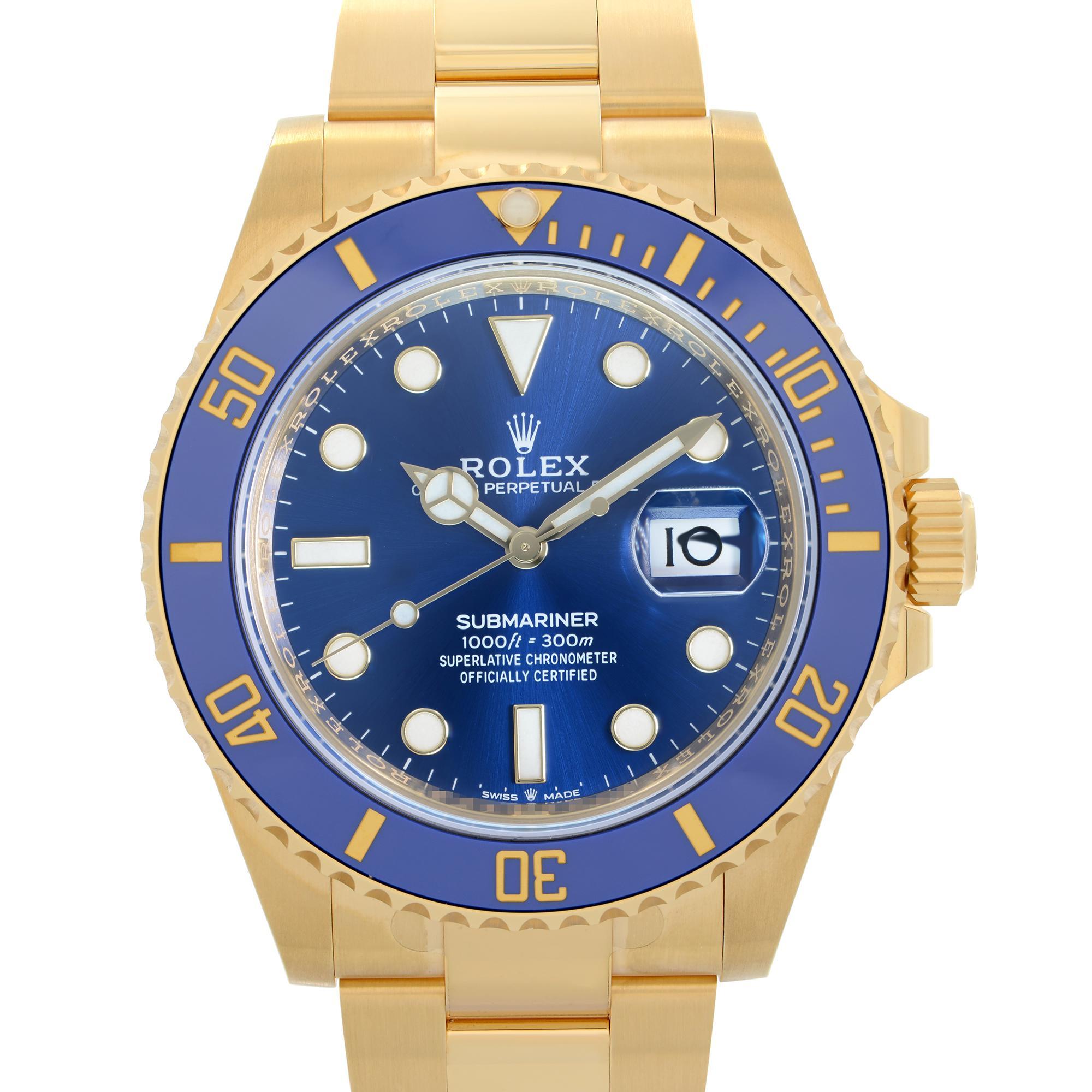 Unworn Rolex Submariner 18K Yellow Gold Black Dial Automatic Men's Watch 126618LNBKSO. Original Box and Papers are Included.

* Free Shipping within the USA
* Five-year warranty coverage
* 14-day return policy with a full refund. Buyers can verify