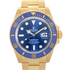 Rolex Submariner 18k Yellow Gold Blue Dial Automatic Mens Watch 126618LB