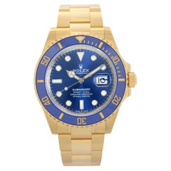 Rolex Submariner 18k Yellow Gold Blue Dial Automatic Mens Watch 126618LB