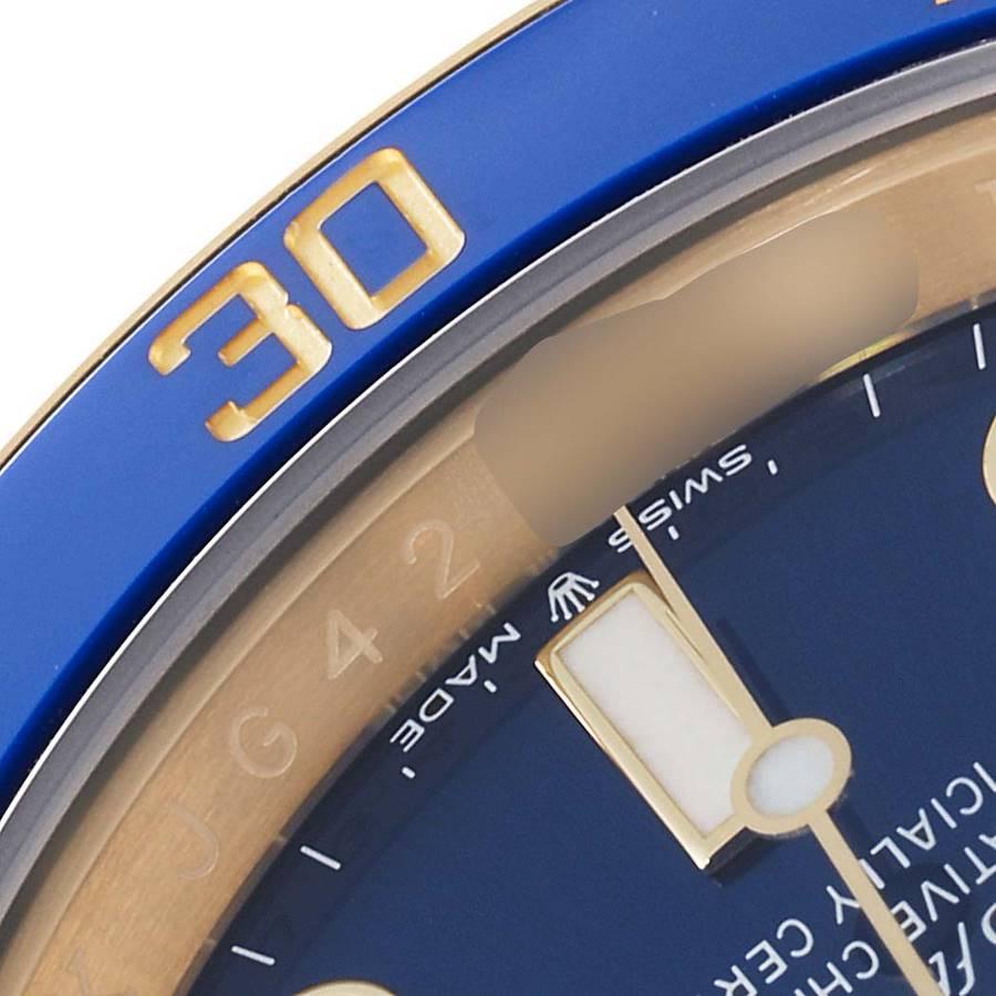 Rolex Submariner 18k Gelbgold Blaues Zifferblatt Lünette Herrenuhr 126618 Box Card 3