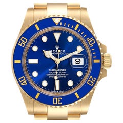 Rolex Submariner 18k Yellow Gold Blue Dial Bezel Mens Watch 126618 Box Card