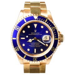 Rolex Submariner 18K Oro Giallo Blu Quadrante Viola 16618 Orologio non lucidato 1987