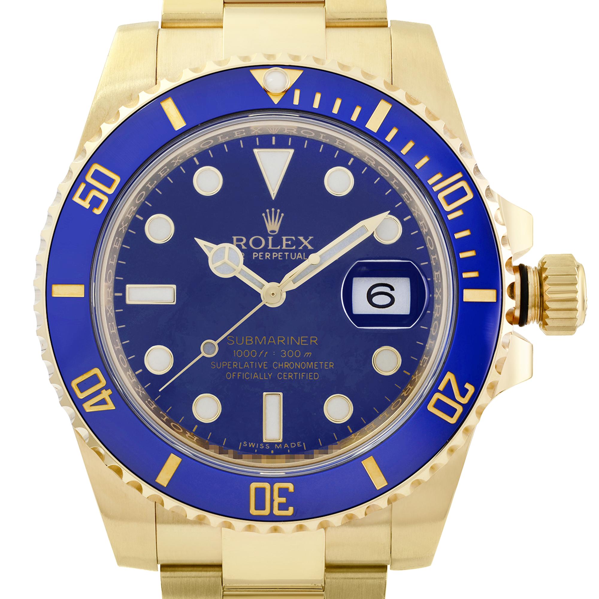 Excellent Mint Condition. 1 Link Short. 2017 Card.  Comes With an Original Box and Original Papers. Chronostore. Covered by 1-year Chronostore Warranty. 
Details:
Brand Rolex
Color Blue
Department Men
Model Number 116618BL
Model Rolex Submariner