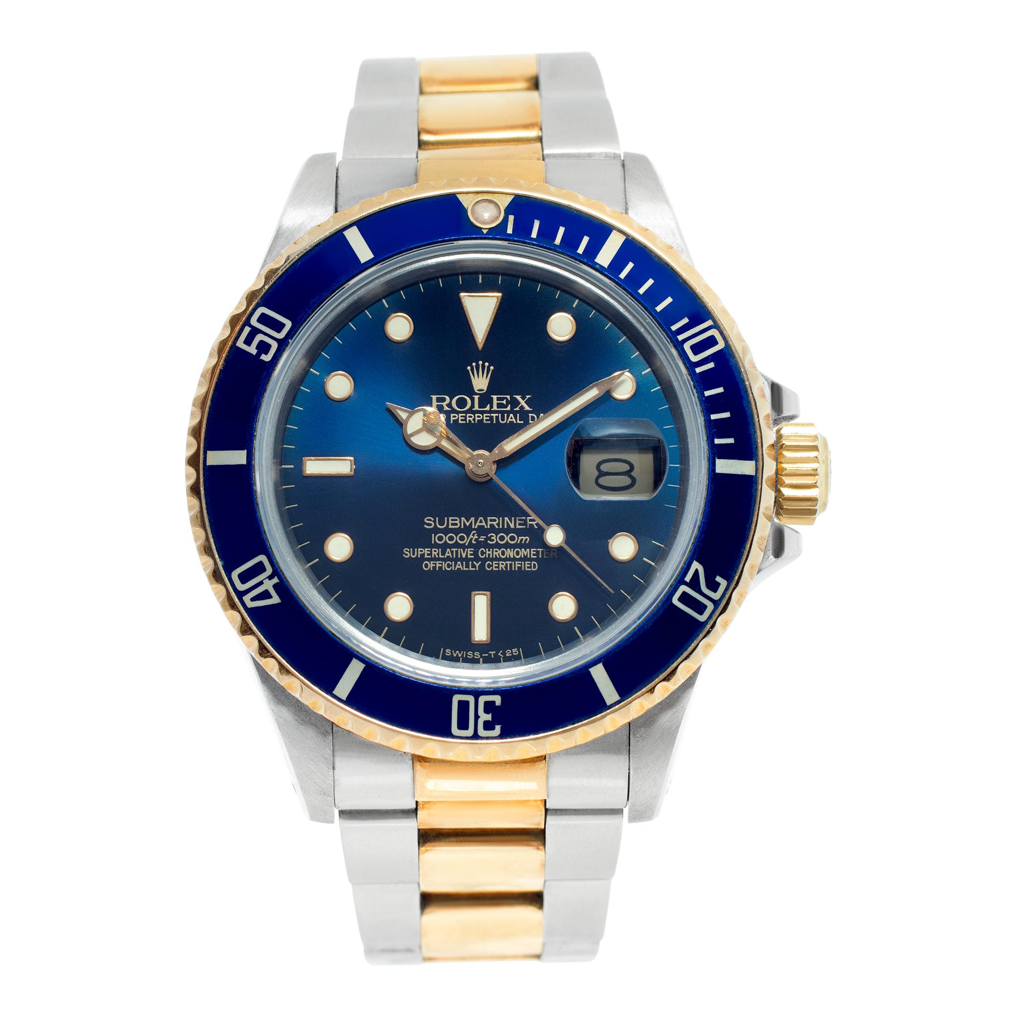 Rolex Submariner 18k yellow gold stainless steel Automatic Wristwatch Ref 16803 For Sale