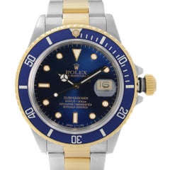 Rolex Submariner 18k Gelbgold Stahl blau Zifferblatt Automatik Herrenuhr 16803