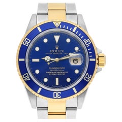 Rolex Submariner 18k Oro Giallo/Acciaio Quadrante Blu Orologio Uomo 16613 Circa 2005