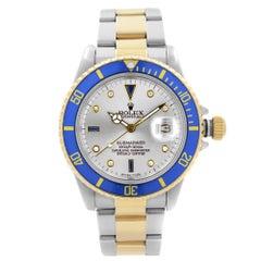 Montre Rolex Submariner en or jaune 18k, acier, cadran Serti, automatique, pour hommes 16803