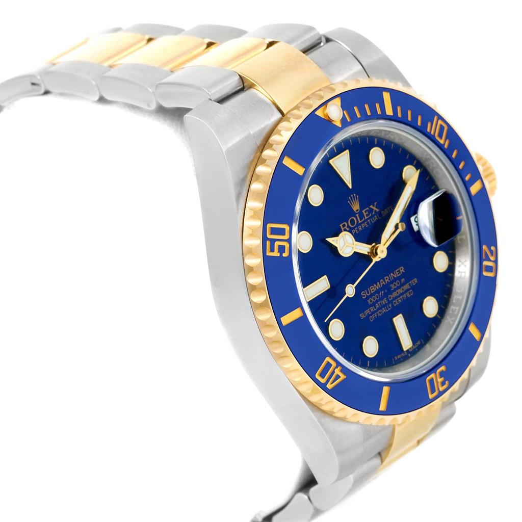 Rolex Submariner 40 Blue Dial Steel Yellow Gold Automatic Watch 116613 For Sale 3