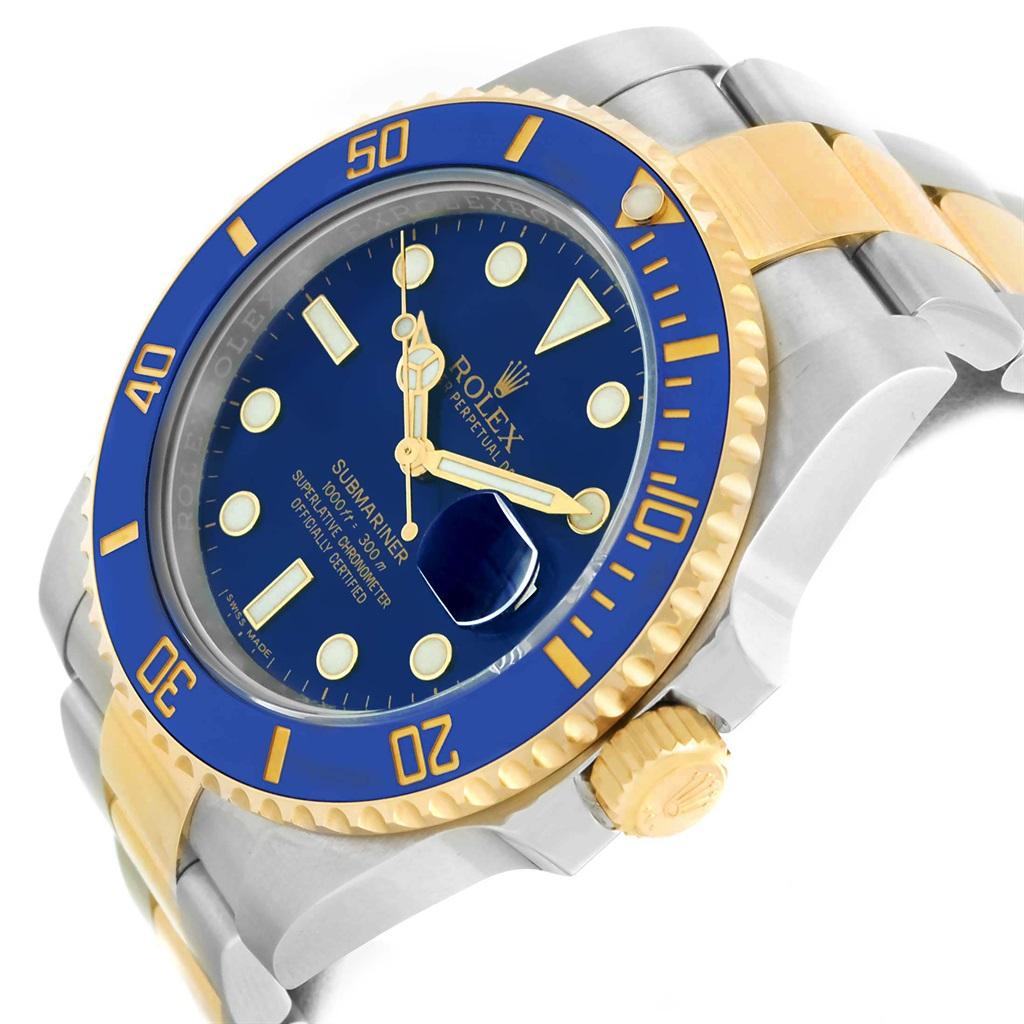Rolex Submariner 40 Blue Dial Steel Yellow Gold Automatic Watch 116613 For Sale 4