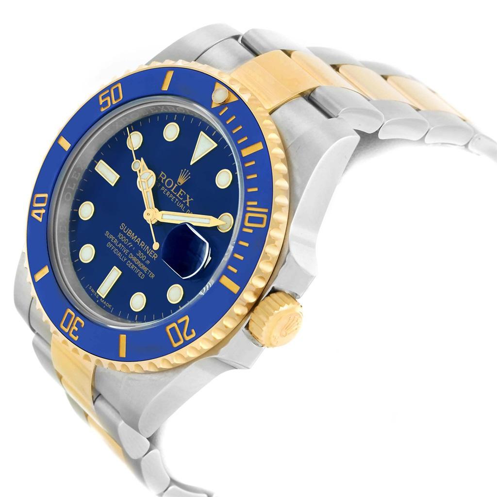 Rolex Submariner 40 Blue Dial Steel Yellow Gold Automatic Watch 116613 For Sale 5