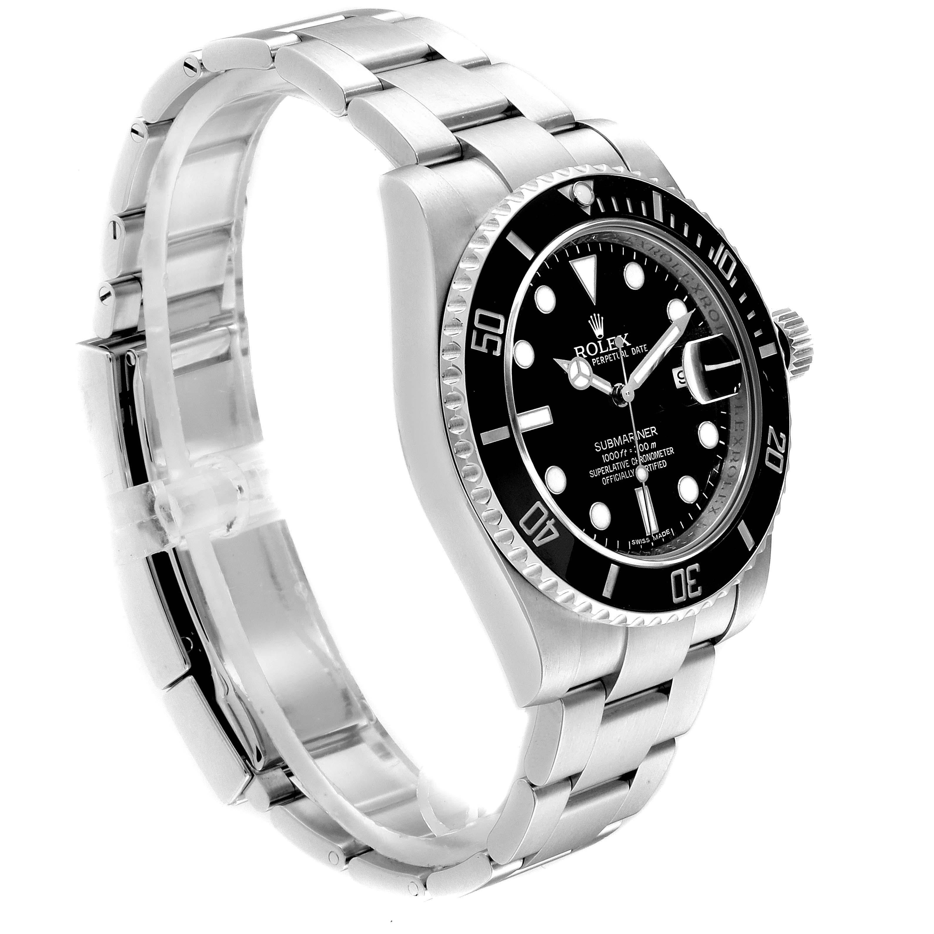 Men's Rolex Submariner 40 Cerachrom Bezel Black Dial Watch 116610 Box Card