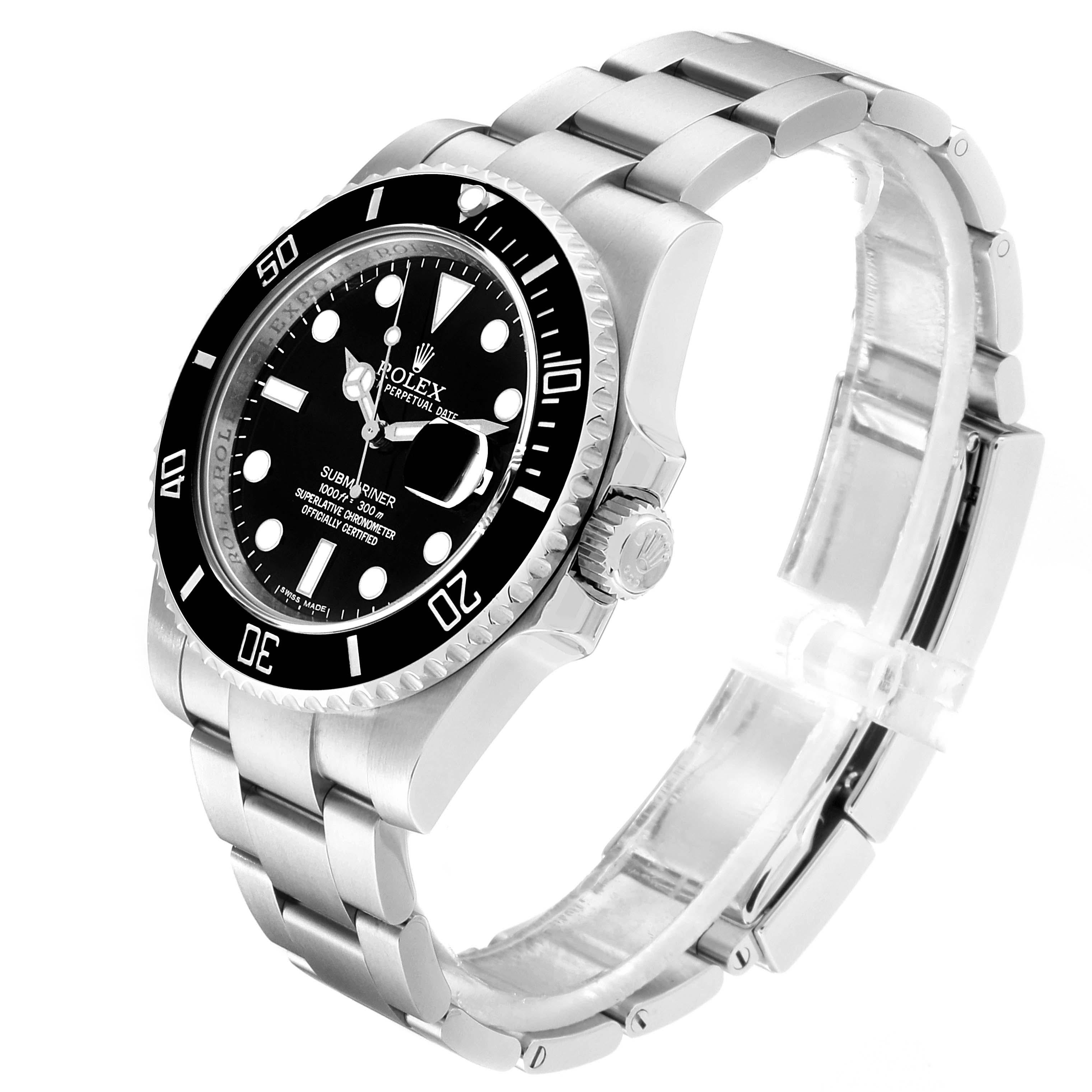 Men's Rolex Submariner 40 Cerachrom Bezel Black Dial Watch 116610 Box Card For Sale