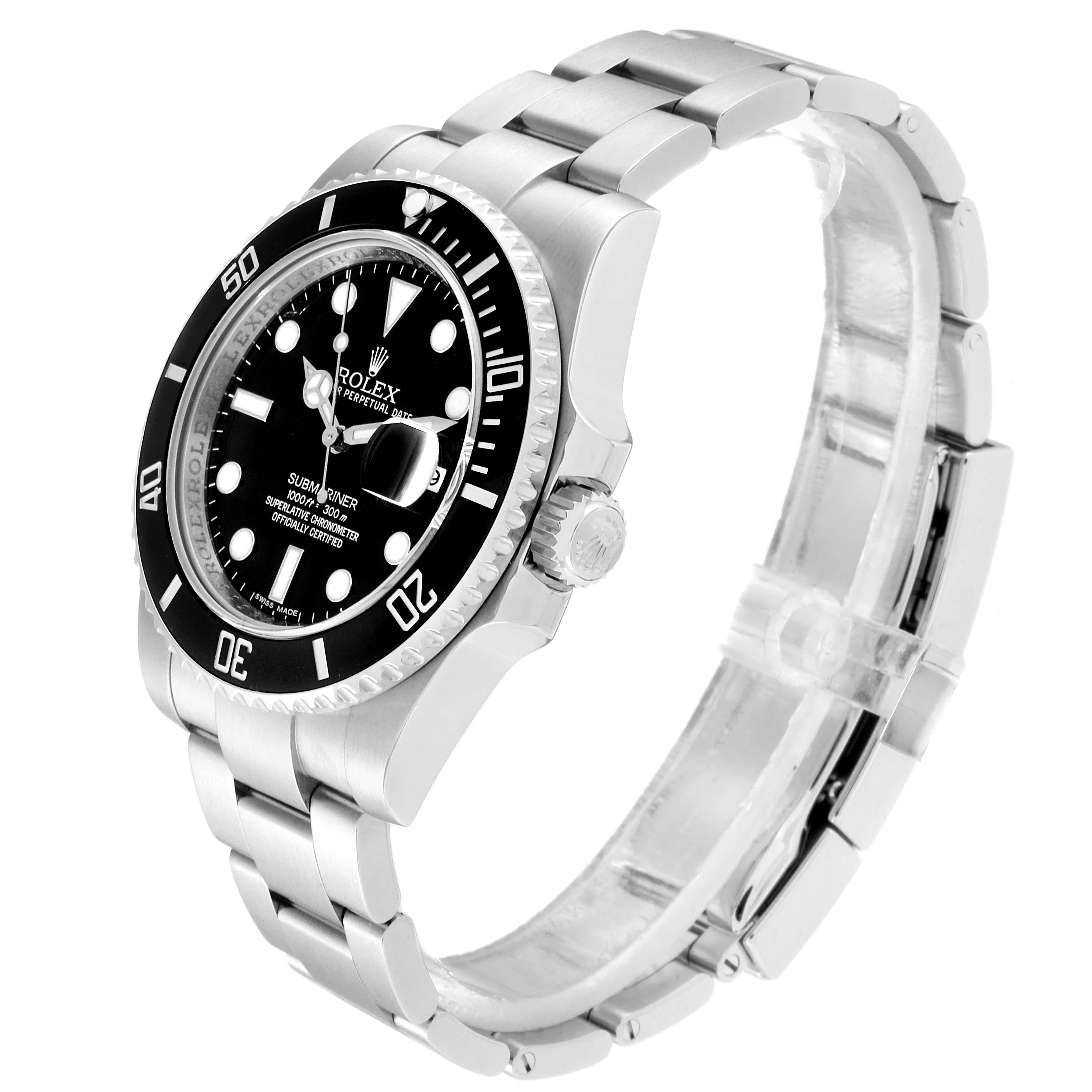 Men's Rolex Submariner 40 Cerachrom Bezel Black Dial Watch 116610 Box Card