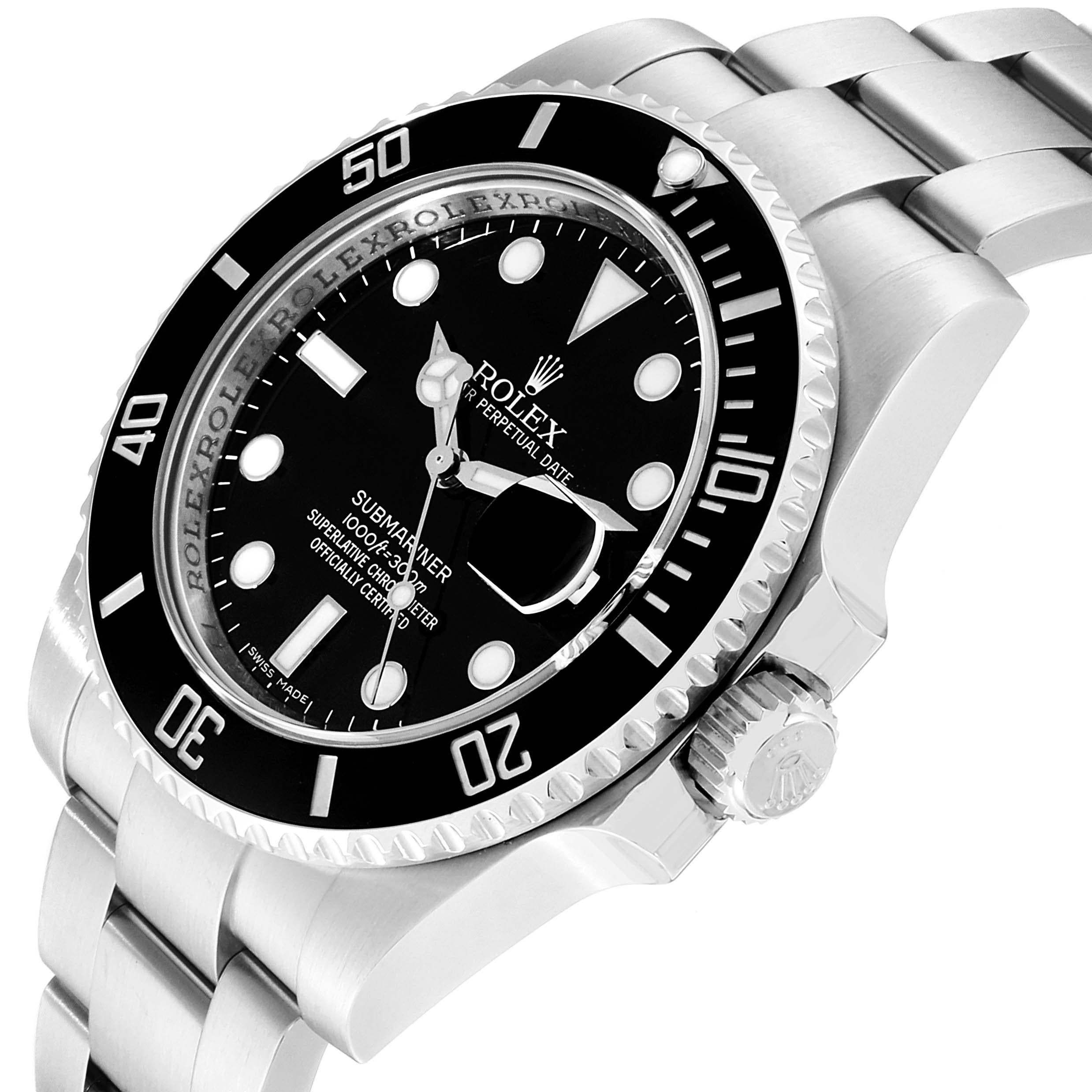 Men's Rolex Submariner 40 Cerachrom Bezel Black Dial Watch 116610 Box Card For Sale