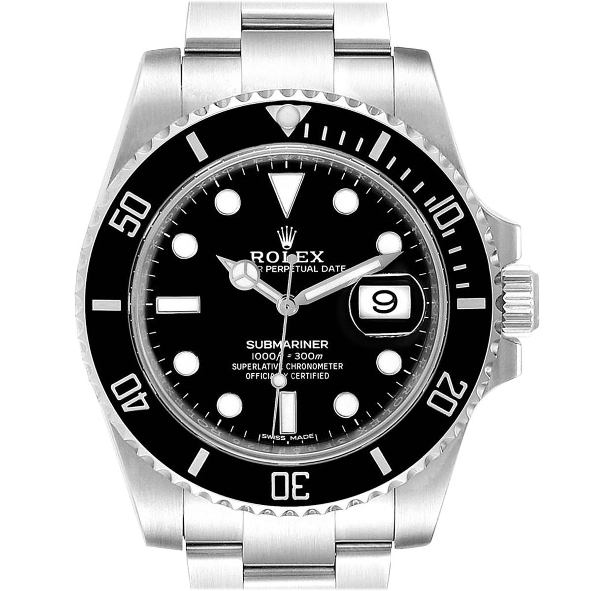 Rolex Submariner 40 Cerachrom Bezel Black Dial Watch 116610 Box Card For Sale