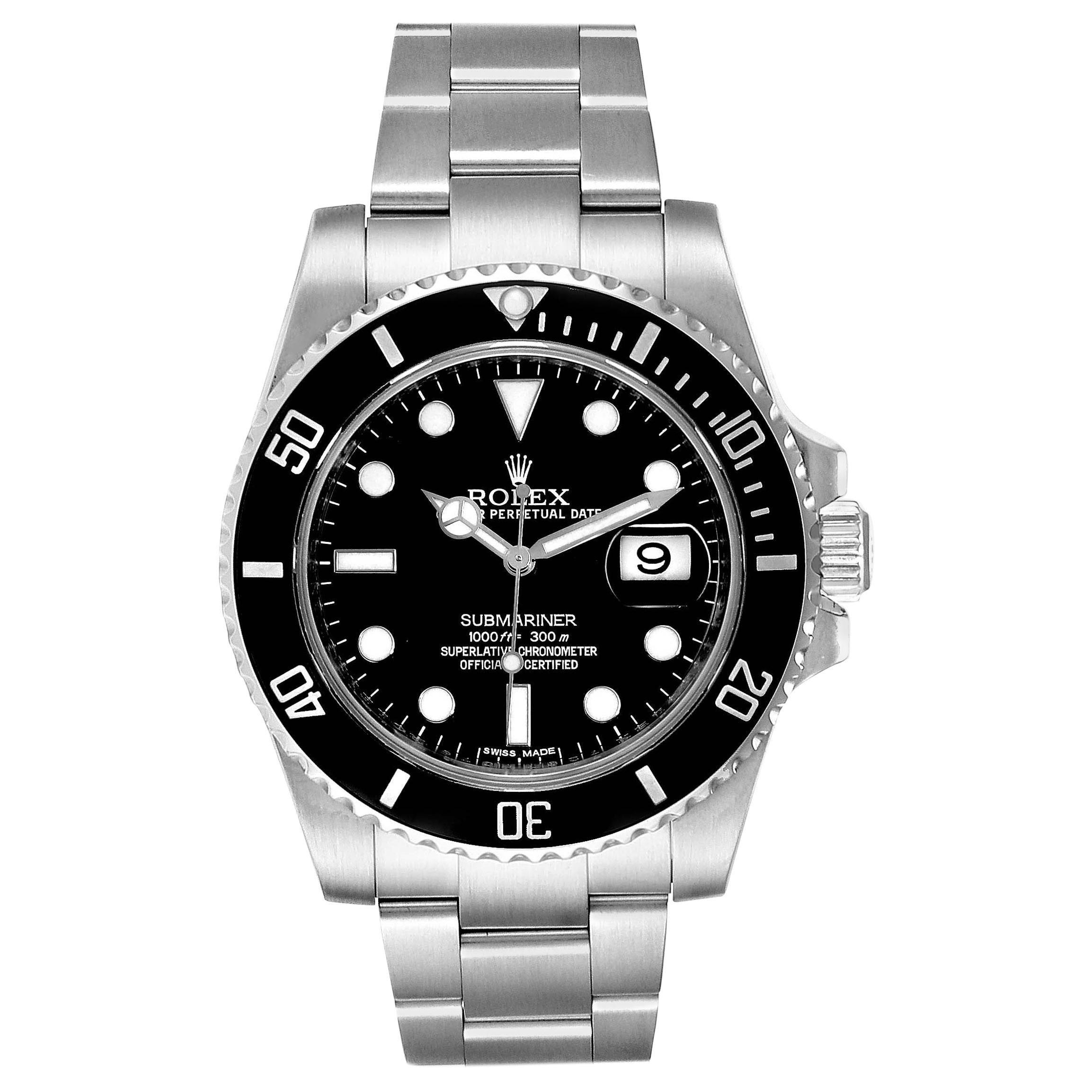 Rolex Submariner 40 Cerachrom Bezel Black Dial Watch 116610 Box Card For Sale