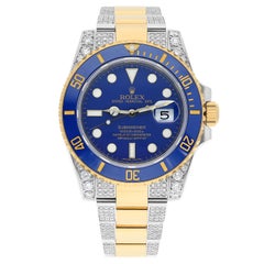 Rolex Submariner 40 mm Blue Dial Two Tone Diamond Men's Watch 116613LB