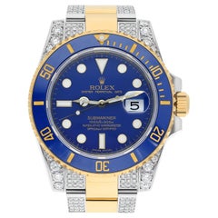Rolex Montre Submariner 40 mm avec cadran bleu et diamants bicolores pour hommes 116613LB