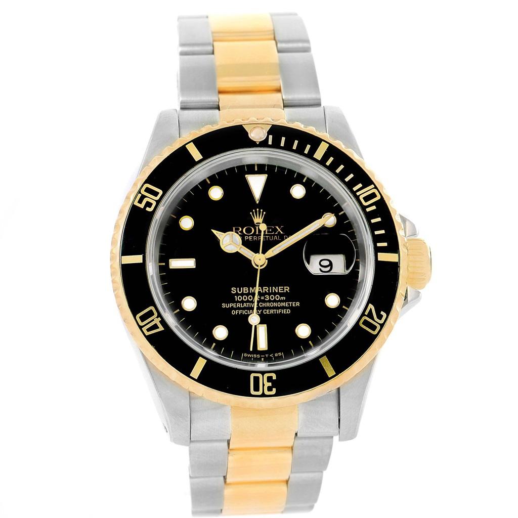 Rolex Submariner 40 Two-Tone Steel Yellow Gold Men’s Watch 16613 In Good Condition For Sale In Atlanta, GA