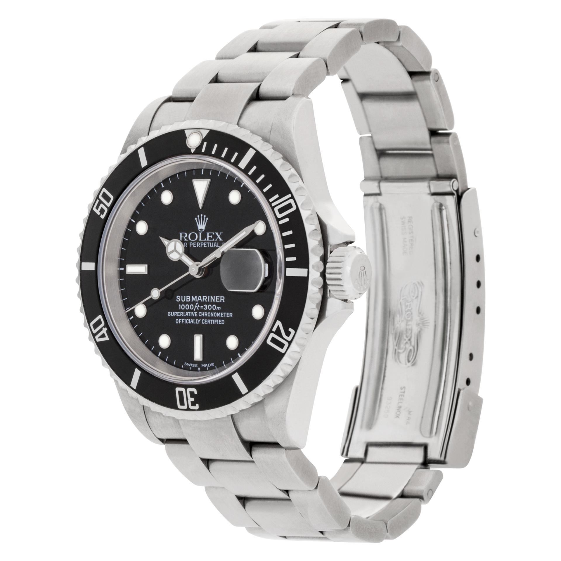 Rolex Submariner in stainless steel. Auto w/ sweep seconds and date. With papers. 40mm case size. Ref 16610. Circa 2005. **Bank Wire Only at this price** Fine Pre-owned Rolex Watch.

Certified preowned Sport Rolex Submariner 16610 watch is made out