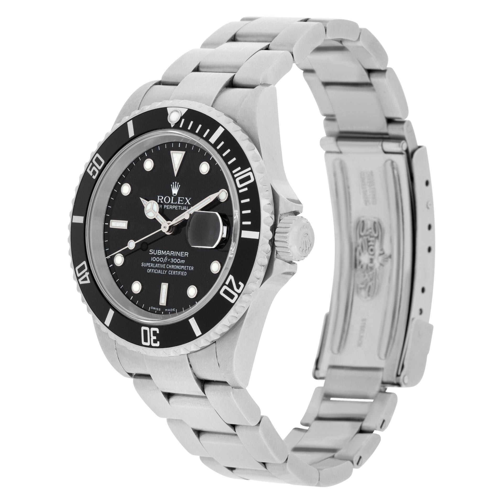 Rolex Submariner in stainless steel. Auto w/ sweep seconds and date. 40 mm case size. Circa 2002. Ref 16610T. **Bank wire only at this price** Fine Pre-owned Rolex Watch.

Certified preowned Sport Rolex Submariner 16610T watch is made out of