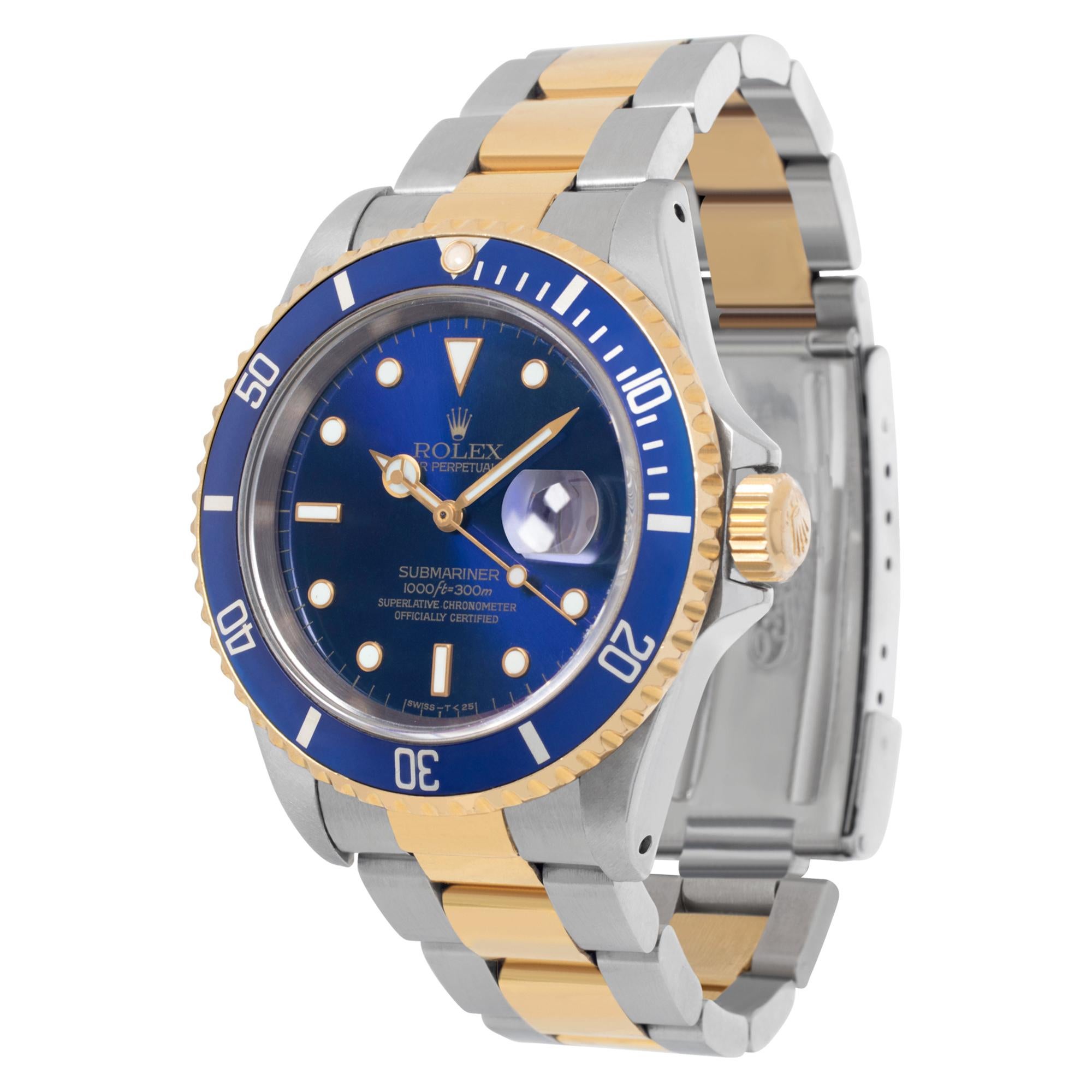 Rolex Submariner in 18k & stainless steel. Auto w/ sweep seconds and date. 40 mm case size. With box and papers. Ref 16613. Circa 1995. **Bank wire only at this price**. Fine Pre-owned Rolex Watch.

Certified preowned Sport Rolex Submariner 16613