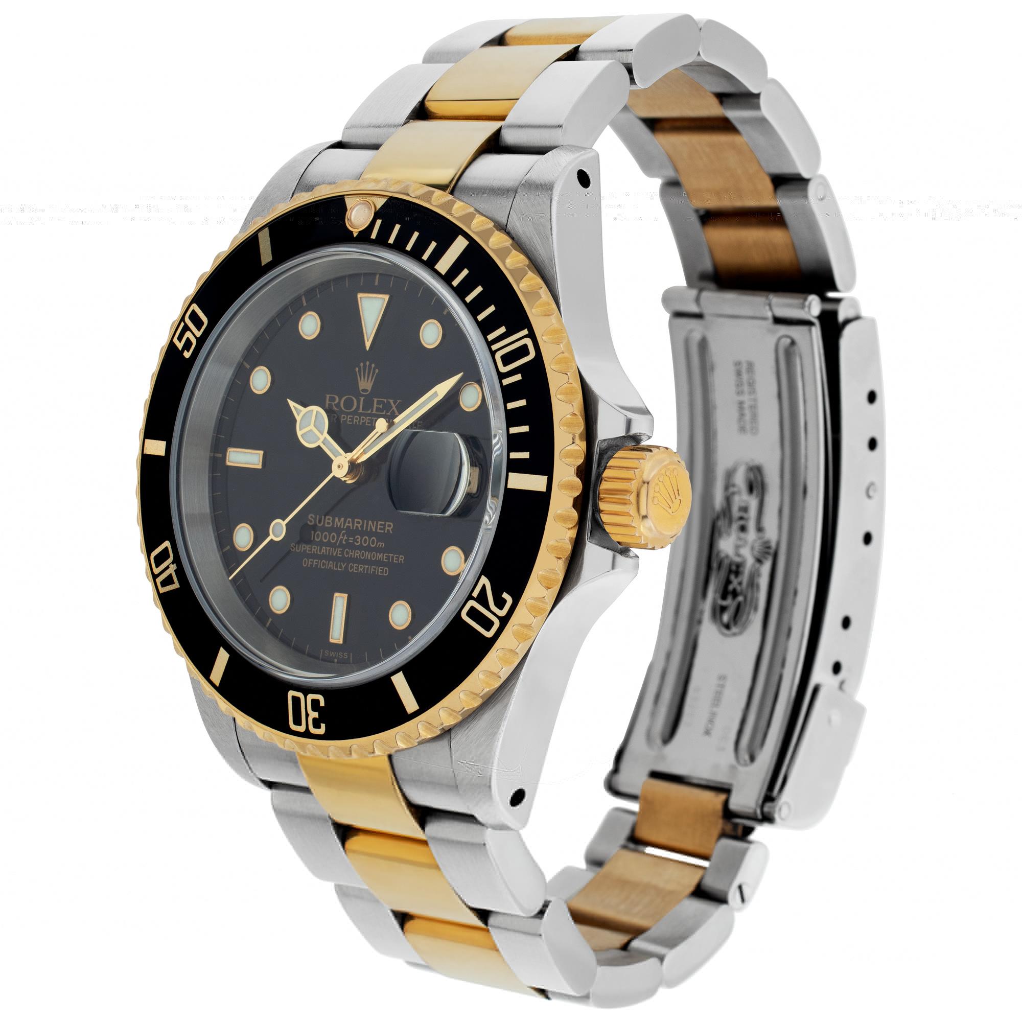 Rolex Submariner in 18k & stainless steel. Auto w/ sweep seconds and date. 40 mm case size. With papers. **Bank wire only at this price** Ref 16613. Circa 2001. Fine Pre-owned Rolex Watch. Certified preowned Sport Rolex Submariner 16613 watch is