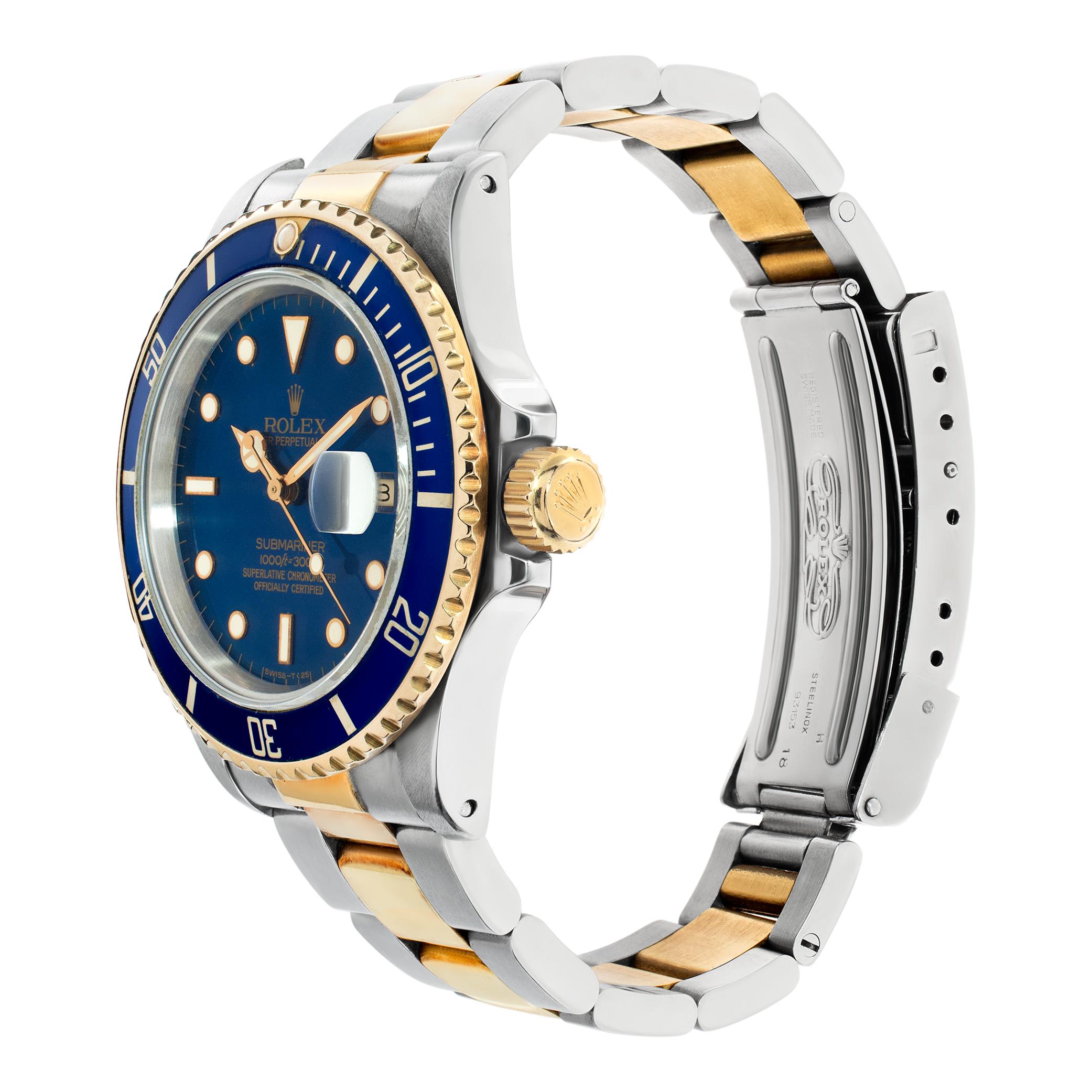 Rolex Submariner in 18k yellow gold and stainless steel. Automatic with date and sweep seconds. 40 mm case size. ** Bank wire only at this price.** Ref 16803. Circa 1985. Fine Pre-owned Rolex Watch.

 Certified preowned Sport Rolex Submariner 16803