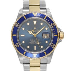 Rolex Submariner Automatikuhr, 18 Karat Gold Stahl, blaues Zifferblatt 16613