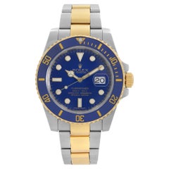 Rolex Submariner 18K Gold Steel Ceramic Blue Dial Automatic Watch 116613LB