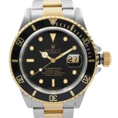 Rolex Submariner 40mm 18K Yellow Gold Steel Black Dial Automatic Men Watch 16613