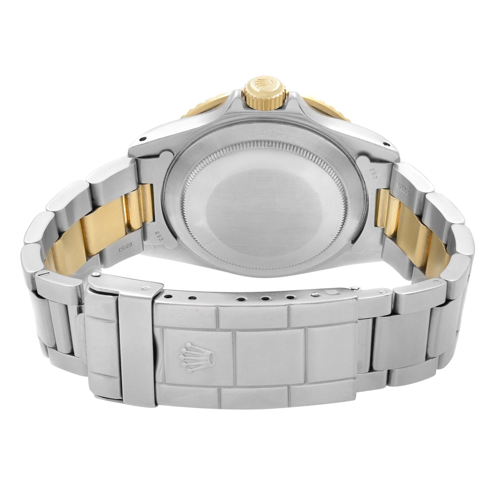 Rolex Submariner 18k Yellow Gold Steel Serti Dial Automatic Men Watch 16803 1