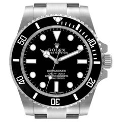 Used Rolex Submariner Black Dial Ceramic Bezel Steel Watch 114060 Box Card