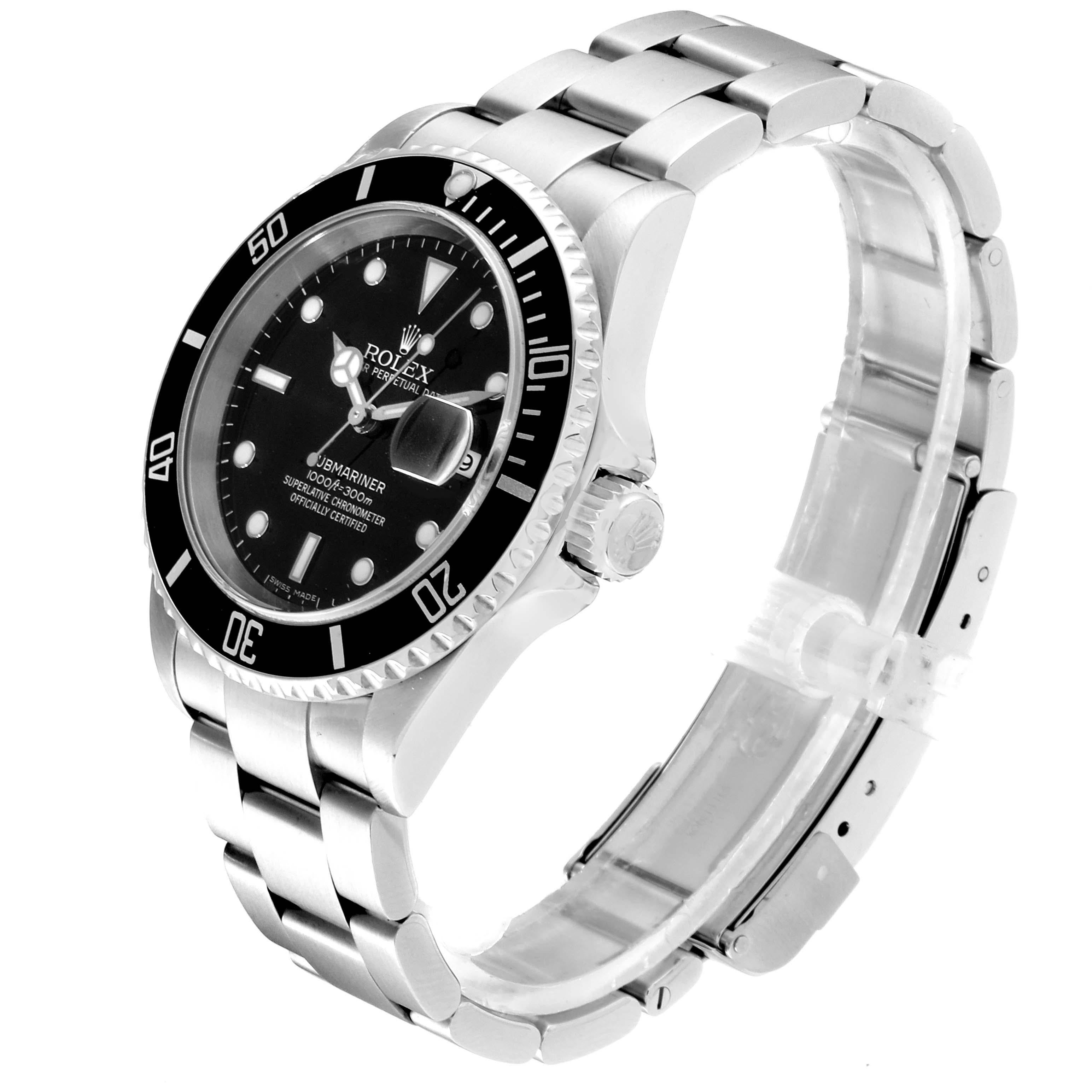 Rolex Submariner Black Dial Steel Men's Watch 16610 Box In Excellent Condition For Sale In Atlanta, GA