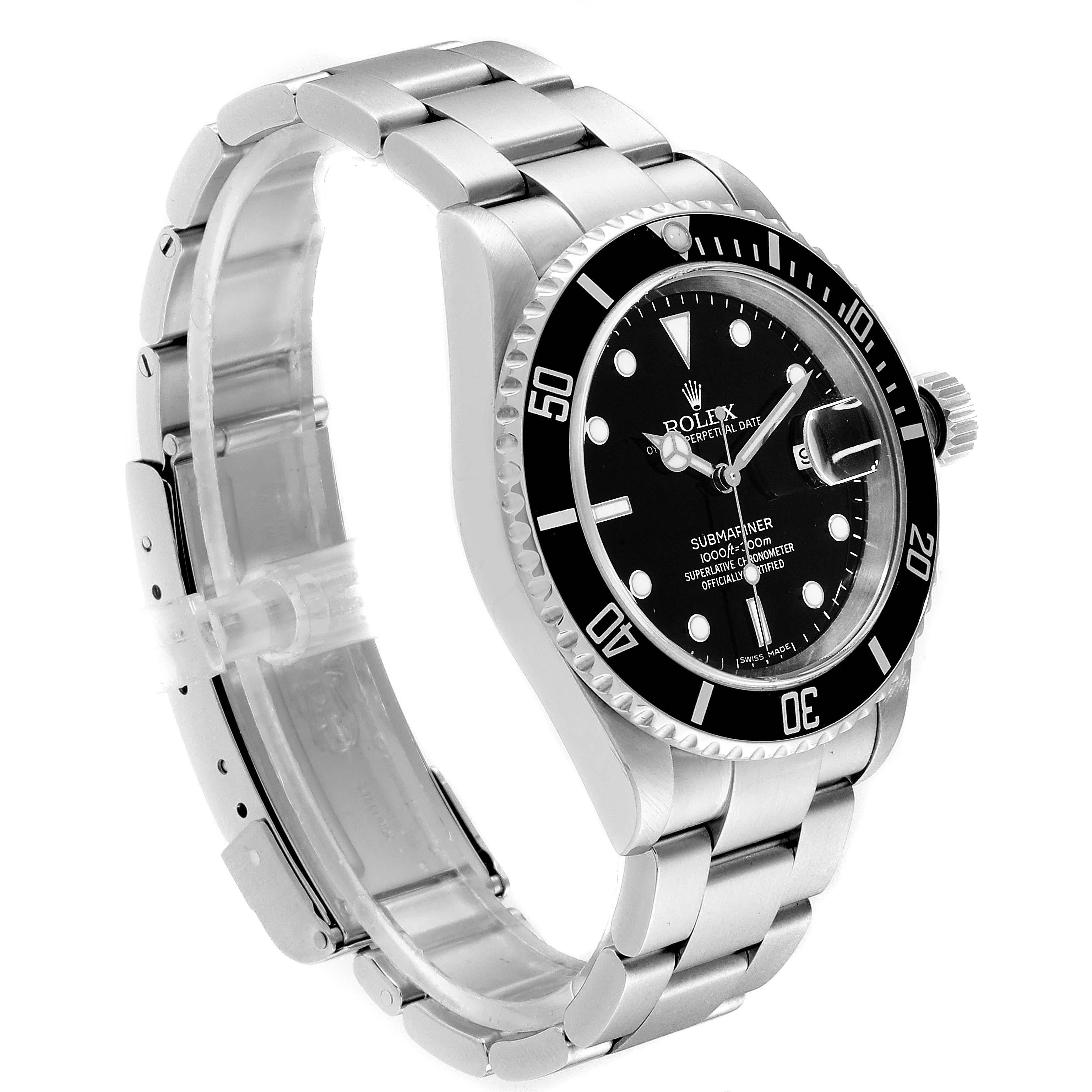 Rolex Submariner Black Dial Steel Men's Watch 16610 Box For Sale 1