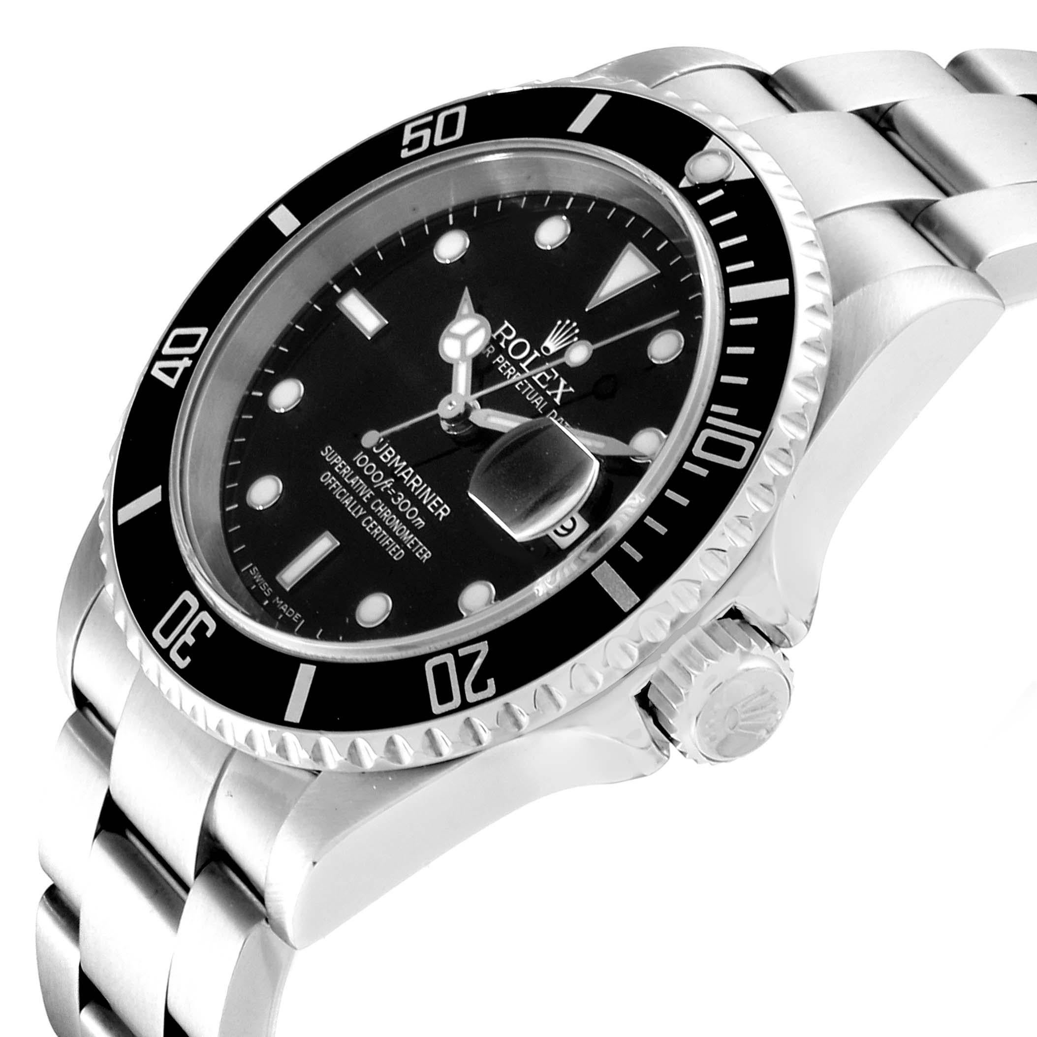 Rolex Submariner Black Dial Steel Men's Watch 16610 Box For Sale 2