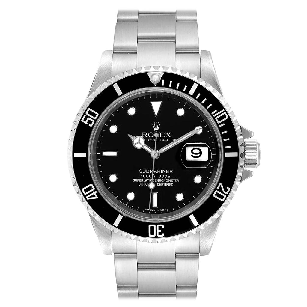 Rolex Submariner Black Dial Steel Men’s Watch 16610 Box For Sale