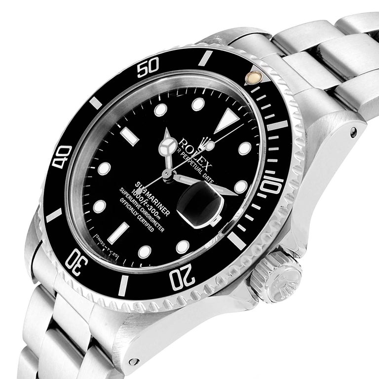 Rolex Submariner Black Dial Steel Men's Watch 16610 Box Papers For Sale ...