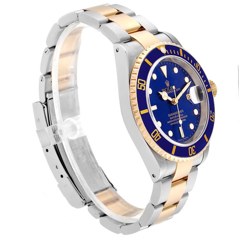 Rolex Submariner Blue Dial Steel Yellow Gold Men's Watch 16613 In Excellent Condition In Atlanta, GA