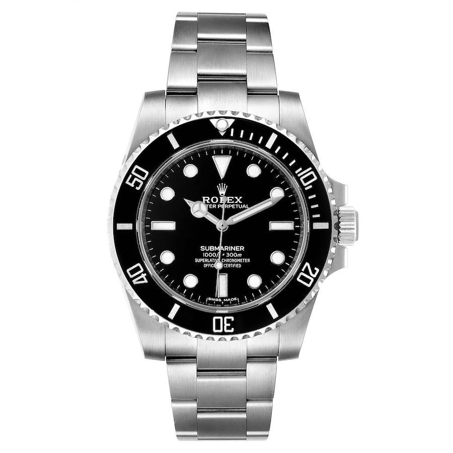 Rolex Submariner 40mm Ceramic Bezel Steel Watch 114060 Box Card. Officially certified chronometer self-winding movement. Stainless steel case 40.0 mm in diameter. Rolex logo on a crown. Special time-lapse unidirectional rotating Cerachrom bezel.