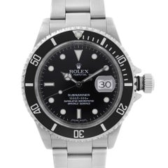 Rolex Submariner Date No Holes Steel Black Dial Automatic Mens Watch 16610